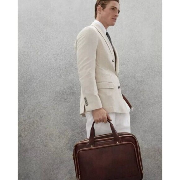 Brunello Cucinelli briefcase brown leather work bag Men's gift - Picture 11 of 12